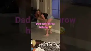 Dad trying to throw discs at daughter for booty shaking #funnykids #funnydad #funnyshorts #hilarious