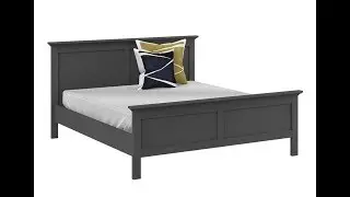 Paris King Size Bed Frame Bedstead 160 x 200 in Matt Grey Bedroom Furniture