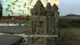 Stone pillars and carving at Regdu village in Uttarakhand