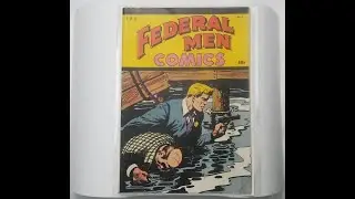 1945 FEDERAL MEN COMICS 2 Golden Age Comic Book Joe Schuster cover, Detective Comics 9 (Peek Inside)