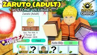 Level 80 5 Star ZARUTO (Adult) Showcase Beating STONE VILLAGE Solo | All Star Tower Defense ROBLOX