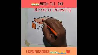 Easy 3D sofa Drawing techniques#shorts#youtubeshorts#art#drawing
