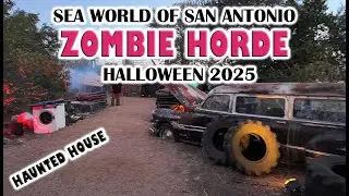 💀 Zombie Horde Haunted House 😱 |  Full POV Walkthrough 🌊 SeaWorld San Antonio Howl-O-Scream 2025 🎃👻