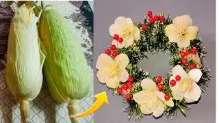 DIY Corn Peel || Christmas Decorations Ornaments || Beautiful wreath making