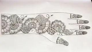 Unique Pencil Shading Mehndi Design 💝// Easy arabic shaded mehndi #pencilmehndi #mehndi