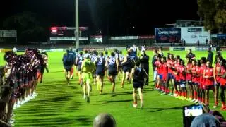 Norwood players run onto Coopers stadium 08 May 2015