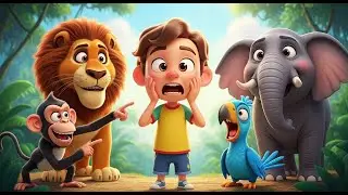 chinko bandar nay kia sab ko pershan || funny cartoon jungle ma masti || #cartoon #animals #kids