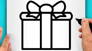 DISEGNI FACILI DA FARE | COME DISEGNARE UN REGALO DI NATALE FACILE (VIDEO DI DISEGNI NATALIZI)
