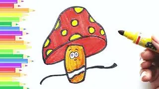 Learn to draw a Mushroom for Kids | Easy step by step mushroom drawing