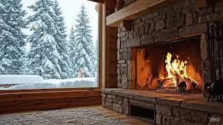 Ultimate Cozy Cabin Getaway: 10 Hours of Fire Crackling & Winter Snow Fall