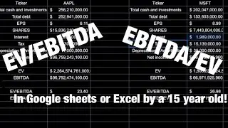 EV/EBITDA, EBITDA/EV ratio and how to use it in Google sheets/Excel