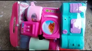 Unboxing mainan dapur dapuran, masak masakan anak perempuan, kitchen set
