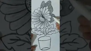 How To Draw A Beautiful Butterfly On A Flower #art #drawing #shortvideo #easydrawing #viralvideo...