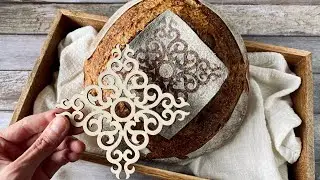 Stencilling on sourdough bread