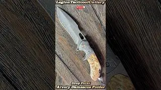 Alvely Damascus Liner lock flipper folder.  