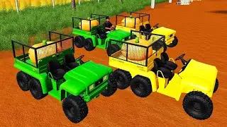 Transporting Large Halloween Pumpkin With Mini John Deere Tractors - Farming Simulator 22