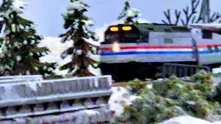 Amtrak F40PH w/ Amtrak RTL Turboliner cameos. N scale compositions runbys chases and paces etc...