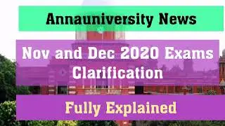 Annauniversity Nov and Dec 2020 Exams Clarification #Annaunivlatestnews#Annaunivnews#Annaunivexams