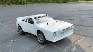 Tamiya Lancia 037 - rear wheel drive TA-02 modified - first run