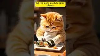 Chubby Cat Becomes a Sushi Chef &ndash; First Time Ever! 🤯🍣🐱 #funny #trendingshorts