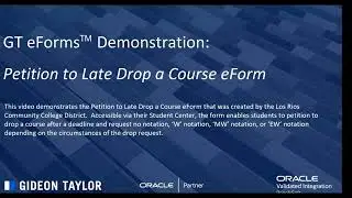 GT eForms&trade; Demo: Petition to Late add/drop a course
