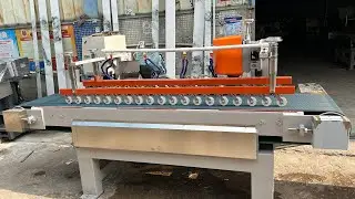 Hoyun automatic ceramic tile porcelain 45degree cutting and side slotting machine
