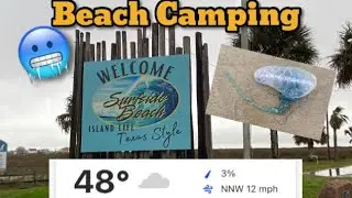 Camping in cold weather 🥶 Surfside, Texas. #camping #family