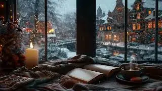 Winter Night Window Ambience ❄️ Snowfall, Gentle Wind and Cozy Room for Deep Rest