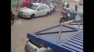 Pol&iacute;cia prende suspeito de ter arremessado ca&ccedil;amba de lixo para impedir persegui&ccedil;&atilde;o