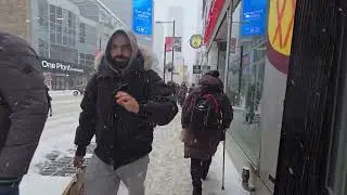 Walking in the snow from College St to dundas st west on yonge st toronto canada Jan 21/2026 pm