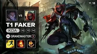 T1 Faker Zed Mid vs Sylas - KR Challenger Patch 11.16