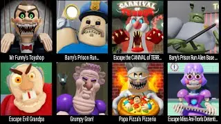 Mr Funny's Toyshop, Barry's Prison Run, Escape Evil Grandpa, Grumpy Gran, Papa Pizza's Pizzeria