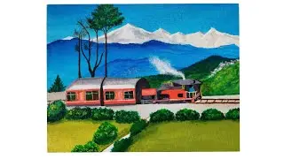 Easy Acrylic Toy Train Painting On Canvas | Acrylic Painting Tutorial | #acrylicpainting #painting