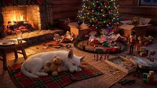 After Christmas Puppy ASMR: Cozy Sleeping Dog Amid Toys & Fireplace Glow | Ultimate Relaxation