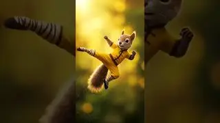 Sky Kick Squirrel! 🐿️💨🥋#FlyingFury #SquirrelStrike #KungfuMaster