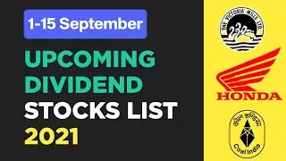 Upcoming Dividend Stocks List (1-15 September 2021) | Dividend Paying Stocks
