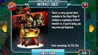 Monster Legends -  New ARTIFACT CHEST UNVEIL !!! WHATS INSIDE ??? 399 GEMS