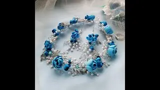 Bridal jewelry set. Wedding Pearl Hair Vine and earrings. Bridal Hair wreath.Свадебный набор невесте