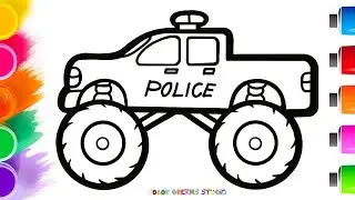 How to Draw a Police Monster Truck 🚔 | Easy Drawing | Step By Step