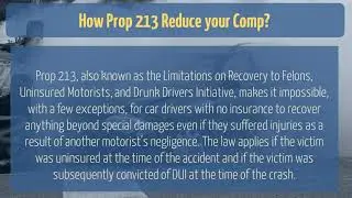 How your Car Accident Settlement can be Reduced by Prop 213?