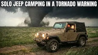 SOLO JEEP CAMPING in a TORNADO WARNING [ Scary Wind, Safe inside, Heavy Rain ASMR ]
