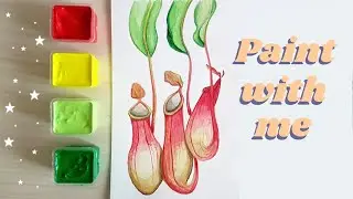 Botanical painting🌿 Pitcher plant watercolor 🌱