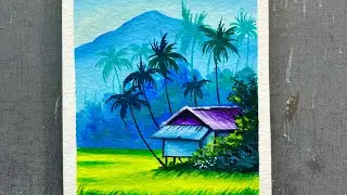 Beautiful Rural Landscape Painting Step by Step 