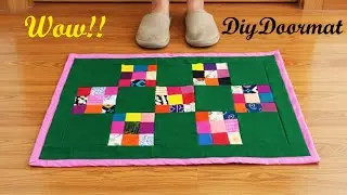 DIY Beautiful Patchwork Doormat Making from Leftover Fabric | Homemade Rug Idea