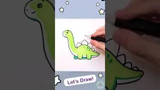 Cute Dinosaur | Easy Drawing & Coloring for Kids & Toddlers