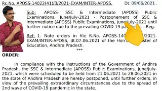APOSS exam dates 2021 ||Ap OSS exams postponed ||Ap open inter exams postpone ||by Kumar education||