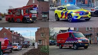Brandweer en Ambulance Venlo met spoed naar een P1 Brand Woning in Blerick