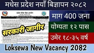 Madhesh Pradesh Lok Sewa Aayog Vacancy 2082 योग्यता 12 पास