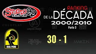 Ranking de la Decada 2000 - 2010 Studio 92 (30 - 1)