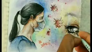 corona virus new variant omicron 2022 painting ||  watercolor painting Covid19 #painting #shorts